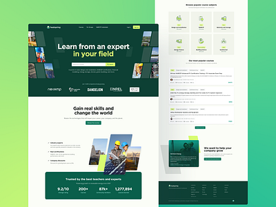 HeatSpring - Home page branding course eco education electric green homepage landing landing page learning renewable energy solar solar energy startup studying tech typography ui webdesign website