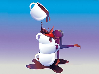 Four of cups ass butt coffee cups design illustration illustrator photoshop tarot vector wacom