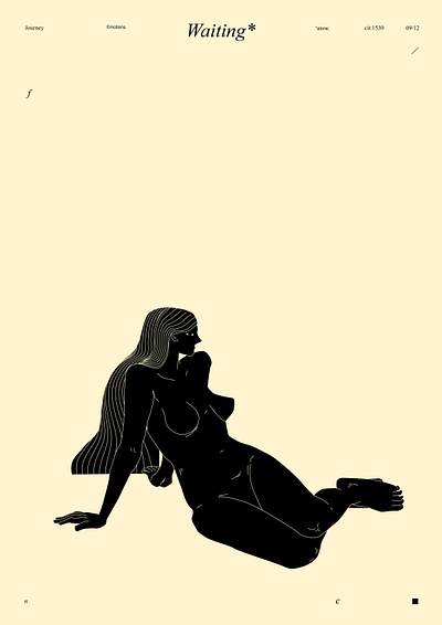 Waiting abstract composition design figure figure illustration illustration laconic lines minimal nude poster woman woman illustration
