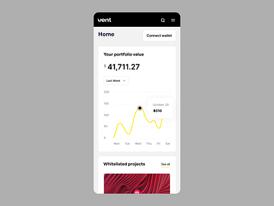 Vent Application – Mobile Dashboard bazen bazen agency blockchain crowdfunding crypto crypto platform crypto projects crypto wallet cryptocurrency dashboard ui defi finance finetech mobile dashboard mobile ui saas ui ux vent