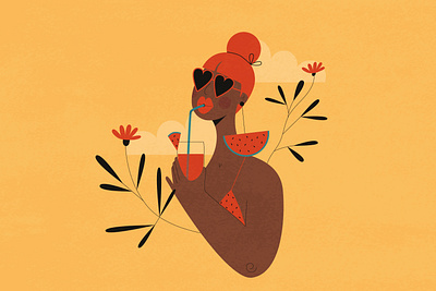 Watermelon girl character design character illustration concept illustration digital illustration editorial illustration illustration minimal