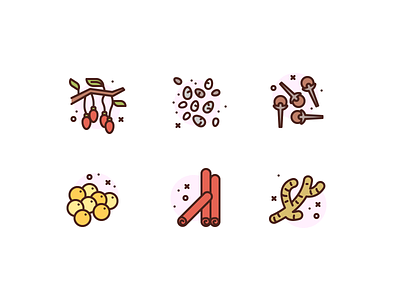 Spices and Nuts ginger icons seeds spices