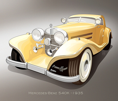 Mercedes-Benz 540 K 1935 automotive branding car design german graphic graphic design illustration legend mb ui vector vehicle vintage