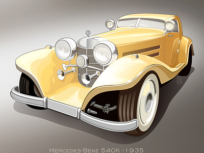 Mercedes-Benz 540 K 1935 automotive branding car design german graphic graphic design illustration legend mb ui vector vehicle vintage