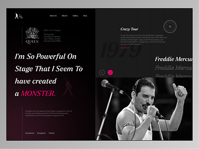 Freddie Mercury- Web Design artist black br branding classic dark freddie mercury grote landing legend minimal modern old retro singer site exploration typogeraphy web web design