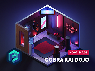 Cobra Kai Dojo Tutorial 3d blender cobra kai diorama dojo illustration isometric render room tutorial
