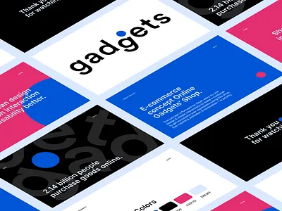 Presentation. Gadgets shop business buy clean colors e commerce gadgets goods logo online shop presentation sell typography ui