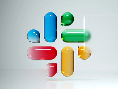 Slack logo 3d 3dart art c4d cinema4d colorful design glass illustration logo render ui