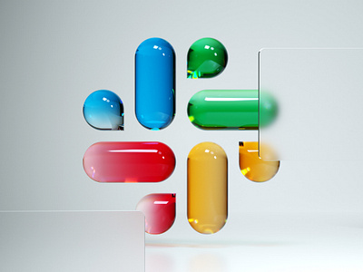 Slack logo 3d 3dart art c4d cinema4d colorful design glass illustration logo render ui
