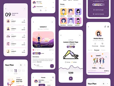 Yoga - Mobile Apps Design android android app design design designing exercise app graphic design illustration ios mobile app design ui yoga app