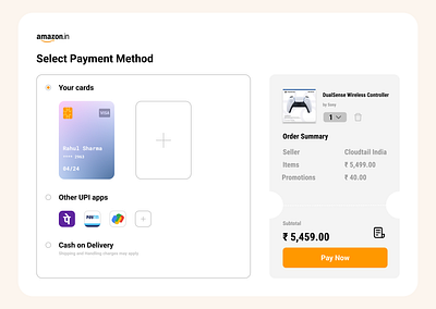 Credit/Debit card checkout for #amazon.in app dailyui design ui ux