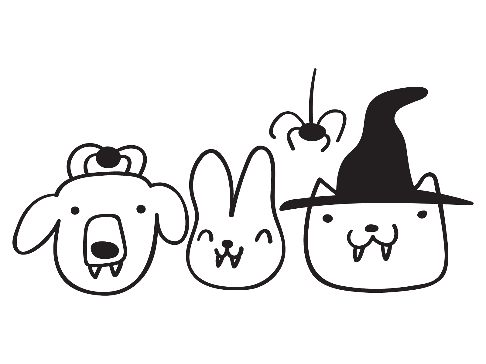 Scary friends cat costume design dog fun funny halloween hat illustration party spider vampire vector