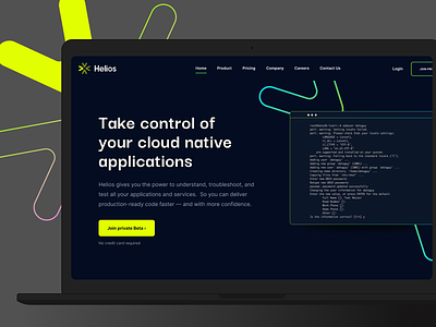 Helios Web Case Study branding colorful dark ui design dev tools devops gradients helios saas startup web design website