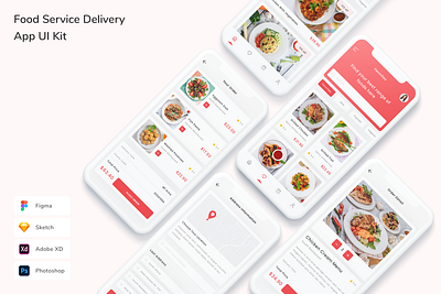 Food Service Delivery App UI Kit app delivery design food food delivery service ui ui design ui kit ux