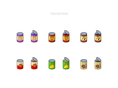 Canned food icons #2 canned cat chicken dog figma food icon icondesign iconography icons mushrooms sketch soup tomato vector