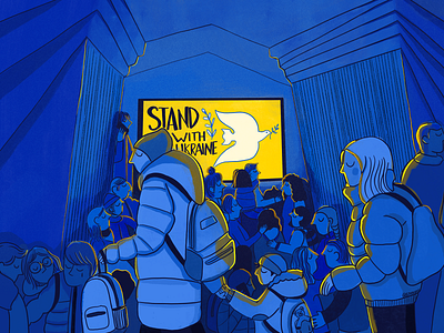 Stand with Ukraine blue colors illustration peace refugees ukraine war