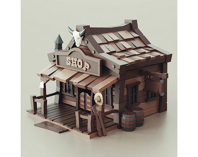 Lowpoly Wild West Shop stylized western wild west