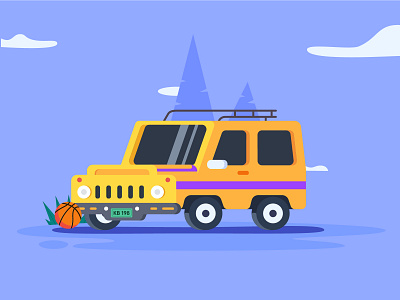 Car basketball car flat illustration kobe