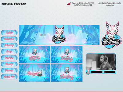 FURRY FOX in a full twitch overlay package! branding design illustration layout logo streaming twitch twitch overlay ui vector