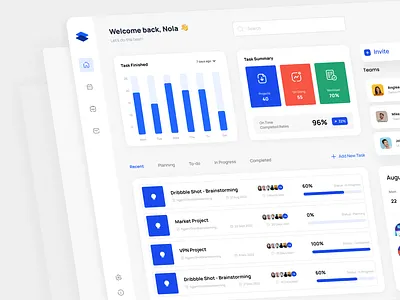 Management Dashboard UI Concept 🧑🏻‍💻 admin admin interface admin panel admin theme admin ui analytics chart clean dashboard graph interface project management sidebar statistic task user user dashboard