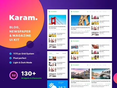 Karam - Blog Newspaper and Magazine UI Kit adobexd blog blog design bloging design graphic design karam magazine magazine design newspaper newspaper design newspaper template template theme theme adobe xd theme news ui ui kit ui kits ux