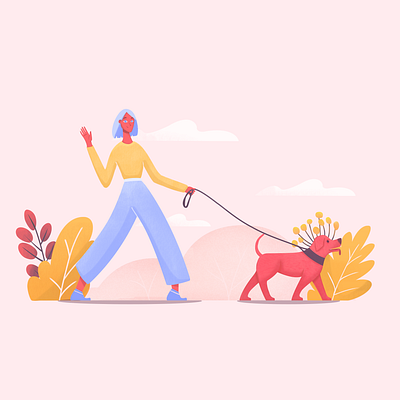 Walking Dog Illustration branding design dog graphic design illustration photoshop vector walking