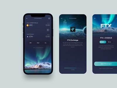 Exodus X FTX btc clean crypto design ftx simple ui ux