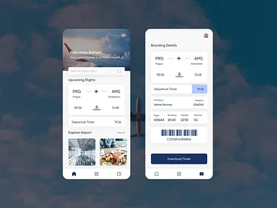 Flight Ticket Booking App UI airport application clean design flat flight ticket ui