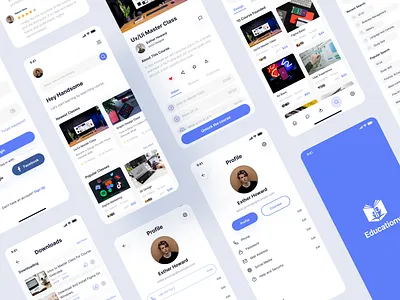 Education App Ui Concept app app design clean course cricssain design education education app hero section hero section ui landing page lesson mobile application mobile ui profile ui ui design ui ux ui ux design video