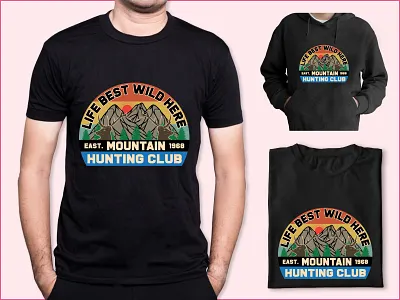 Hunting T-shirt Design mountain illustration