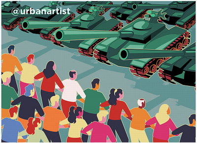 End war! animation artwork design design art drowning gun hand holding illustration illustrator military no war people russia tanks together ukraine vector art war war machine