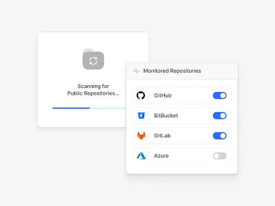 Security Alert - Scanning Process azure bitbucket card code cyber design system dev folder github gitlab loading logos monitor progress repo sacnning scan security toggle ui component