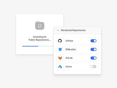 Security Alert - Scanning Process azure bitbucket card code cyber design system dev folder github gitlab loading logos monitor progress repo sacnning scan security toggle ui component