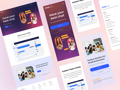 ChatApp - Instant Team Chats Mobile Responsive Landing Page chat chat landingpage collaboration design landingpage ui ux website