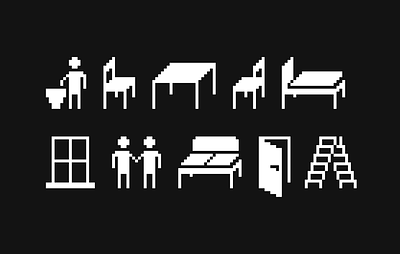 A day in the life of … home icon icon design people pictogram pixel pixelized symbol