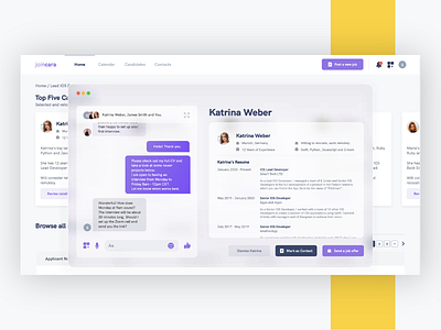 Recruiting Platform - UI and UX clean figma glassmorphism hiring minimal recruitiment recruiting app table view ui