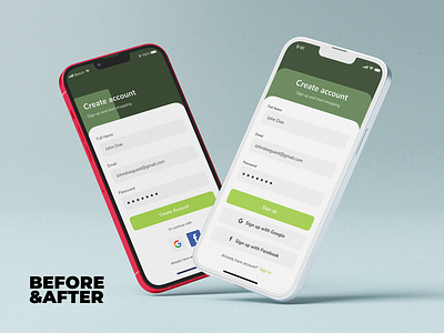 Before & After app mobile redesign ui ux
