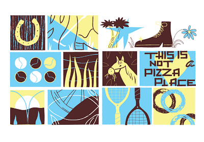 Store design concepts flower horse icons mural pizza tennis