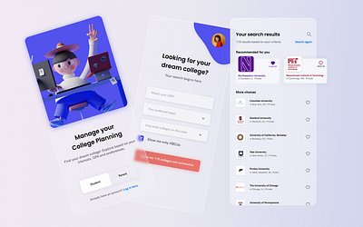 University enrollment app - UI Design app design glassmorphism ui university ux