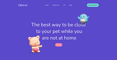 Promo page for the pet surveillance app application pet promo page ui ux