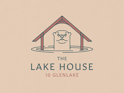 The Lake House Branding (Unused Concept), 2022 badge brand identity branding commercial corporate design illustration lake lake house logo north carolina office space otter raleigh real estate river otter