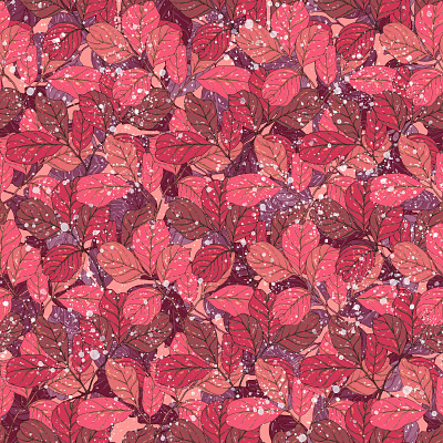 Dusty pink purple foliage with drops seamless pattern autumn autumn pattern background decorative design foliage graphic design illustration leaves pink plant pattern purple rain seamless pattern snow surface design textile design winter winter pattern yulia chepurova