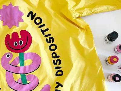 Paintin' On A Jacket acrylic clothing customize cute flower friendly garment jacket outside paint rain coat rain jacket snake tulip