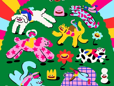 Animal Rescue Illustration adopt animal bright cat colorful dog illustration pattern clashing