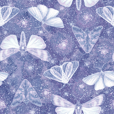 Very peri starry sky moths seamless pattern art background batterfy calm cosy design fairy graphic design illustration magic moths pastel purple seamless pattern starry textile design