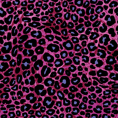 Animal skin very peri and black spots on pink tropics animal animal skin art background decorative design graphic design illustration leopard spots pink seamless pattern surface design textile design tropic very peri yulia chepurova