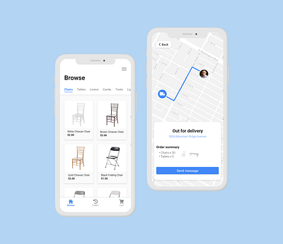 Party Rental design figma ios iphone mobile party rental shopping ui ux