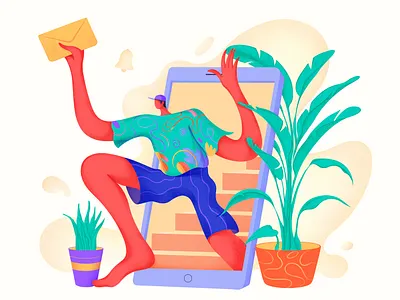 Email Notification 🔔 bell design digital art document email illustration illustration art lifestyle mail man management message newsletter notification procreate task ui vector web website