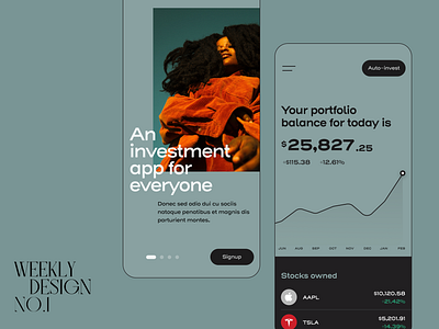 Weekly Design No.1: Investment app (FinTech) app dashboard fintech graphic design interaction intro invest invest app investment investment app mobile mobile app mobile design typography ui user interface