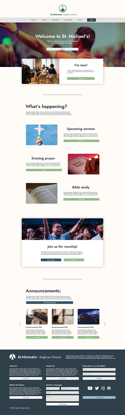 St. Michael's Anglican Church Web UI Prototype church graphic design interface ui web design
